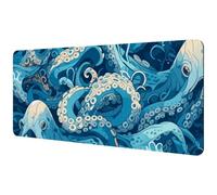 Large Office Desktop Mouse Pad, Cartoon Octopus Non-Slip Lightweight Computer Mouse Pad 35.2" x 15.7"