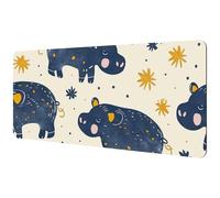 Large Office Desktop Mouse Pad, Cute Little Hippo Non-Slip Lightweight Computer Mouse Pad 35.2" x 15.7"