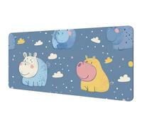 Large Office Desktop Mouse Pad, Cute Little Hippo Non-Slip Lightweight Computer Mouse Pad 35.2" x 15.7"