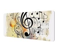 Large Office Desktop Mouse Pad, Music Note Staff Print Non-Slip Lightweight Computer Mouse Pad 35.2" x 15.7"