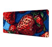 Large Office Desktop Mouse Pad, Red Hand-painted Strawberry Non-Slip Lightweight Computer Mouse Pad 35.2" x 15.7"