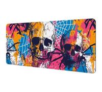 Large Office Desktop Mouse Pad, Skulls Spiderweb Non-Slip Lightweight Computer Mouse Pad 35.2" x 15.7"