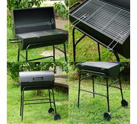 Gr8 Garden Large Portable Oil Drum Charcoal BBQ Cooking Grill Patio Barbecue Barbeque With Warming Rack Wheels Stand