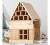 Large Open Ended Wooden Building Blocks for Kids 44 lb, 19.7″Natural Pine Rectangular Wood Building Toys 32pcs，XXL STEM Construction Toys for Toddlers, Birthday Gift for Kids Ages 4-12 (Large 32pcs)