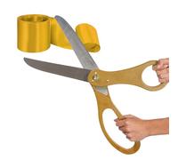 Large Opening Ceremony Set - Gold Scissors 20" Special Occasion Giant Scissors Gold with Satin Ribbon for Housewarmings and Ceremonies