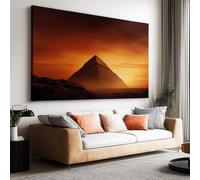 Large Orange Sky Pyramid Architecture Canvas Painting Prints 140L x 70W cm, Natural Landscape Frameless Wall Decor Picture Posters - Unframed Modern Artwork Home Decor for Bedroom Living Room Gift