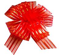 Large Organza Pull Bows 5 Pack Red Pull Bows Gift Wrapping Decoration Bow 50mm Pulled Bow Ribbons Gift Bows for Present Wedding Car Gift Baskets Present Wrapping Flower Birthday Present Ties.