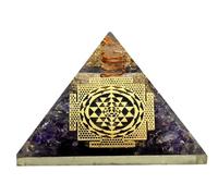 Large Orgone Pyramid | Amethyst Pyramid Crystal | Sri Yantra Orgonite Pyramid | Organ Pyramids Positive Energy Healing