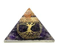 Large Orgone Pyramid | Amethyst Pyramid Crystal | Tree of Life Orgonite Pyramid | Organ Pyramids Positive Energy Healing