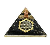 Large Orgone Pyramid | Black Tourmaline Pyramid Crystal | Lotus Flower of Life Orgonite Pyramid | Organ Pyramids Positive Energy Healing