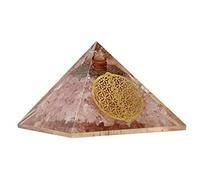 Large Orgone Pyramid | Rose Quartz Pyramid Crystal | Chakra Flower of Life Orgonite Pyramid | Organ Pyramids Positive Energy Healing