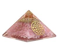 Large Orgone Pyramid | Rose Quartz Pyramid Crystal | Sri Yantra Orgonite Pyramid | Organ Pyramids Positive Energy Healing, Rose Quartz