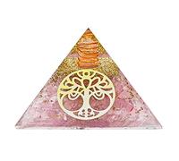 Large Orgone Pyramid | Rose Quartz Pyramid Crystal | Vintage Tree of Life Orgonite Pyramid | Organ Pyramids Positive Energy Healing
