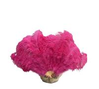 Large Ostrich Feather Fan 13 Bone Lake blue Feathers Fan for Diy Dance Show Halloween Party Wedding Stage Props Handheld Fluffy Plumes Fan(Light Pink,Big 130cm 1pcs)