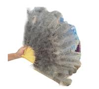 Large Ostrich Feather Fan 13 Bone Lake blue Feathers Fan for Diy Dance Show Halloween Party Wedding Stage Props Handheld Fluffy Plumes Fan(Black,Big 130cm 2pcs)