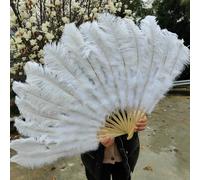 Large Ostrich Feather Fan Decorative Ostrich Feathers for Crafts Wedding Dance Party Performance Props Celebration-White-Small Fan 1Pcs