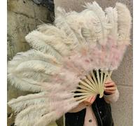 Large Ostrich Feather Fan Decorative Ostrich Feathers for Crafts Wedding Dance Party Performance Props Celebration-Pink-Big Fan 2Pcs