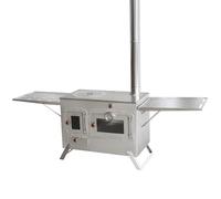 Large Outdoor Camping Cooking Stove with Oven Portable Hot Tent Stove with Chimney (Silver)