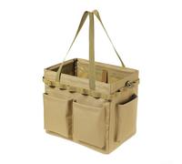 Large Outdoor Camping Storage Box With Table And Light Stand Organizer Bag For Garden Furniture Cushions Waterproof Heavy Duty Carry Handle 35x32x25cm(Khaki 35 * 32 * 25cm)