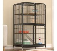 Large Outdoor Cat Enclosure with Super Entry Door - Spacious Cat Cage on Wheels, Multi-Feature Indoor/Outdoor Cats Condo, Pull-Out Tray(Black,85 * 61 * 147cm)