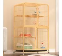 Large Outdoor Cat Enclosure with Super Large Entry Door, Multi-Feature Pet Condo on Wheels, Spacious Indoor/Outdoor Cat Cage with Pull-Out Tray(Gold,85 * 61 * 147cm)