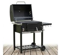 Large Outdoor Charcoal BBQ Grill with Lid, Thermometer, and Accessories, Modern Style