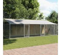 Large Outdoor Dog Cage with Roof, 6x2x2m Galvanised Steel Pet Playpen with Lockable Doors, Heavy-Duty Weatherproof Kennel for Training and Exercise