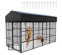 Large Outdoor Dog Kennel Crate: Heavy Duty Pet Pen House, Wire Outside Walk In Chicken Run Cage Coop with UV-Resistant Waterproof Canopy Roof Cover and Stakes (249x120x165cm)(Not for little cats)