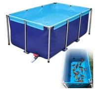 Large Outdoor Fish Holding Tank with Drain Valve, PVC Water Storage & Temporary Holding Tank for Fish Farming, Gardening & Outdoor Activities - Easy Setup
