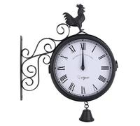 Large Outdoor Garden Wall Clock Double Sided Clock Train Station Bracket Hanging