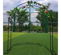 Large Outdoor Metal Garden Arch - Wedding Rose Archway, Steel Frame Pergola for Climbing Plants, Arched Trellis Support, Black 1.8M W x 2.2M H, & Elegant Design