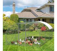 Large Outdoor Poultry Run with Protective Cover, 19.7Ft x 9.8Ft Metal Chicken Coop Cage, Weatherproof Outdoor Enclosure for Hens, Ducks, and Rabbits