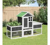 Large Outdoor Rabbit Hutch, 170x63x113 cm Solid Pine Wood Small Animal Cage with Ramp, Multi-Level Ferret Rat Chinchilla Enclosure for Backyard