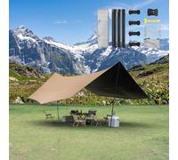 Large Outdoor Shelter Canopy With 2 Poles, Waterproof Tent Awning Camping Tarp Hammock Rain Fly For Family Outdoor Adventures, 440x450/440x560cm(Gold,450x440cm)
