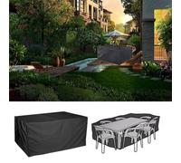 Large Outdoor Table Covers Waterproof Rectangle 260x200x80cm/LxWxH Patio Rattan Table and Chair Set Cover, Patio Furniture Covers Waterproof Anti-UV Heavy Duty 600D Oxford Fabric Furniture Cover