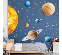 Large Outer Space Wall Decals，Solar System Outer Space Planets Peel and Stick Art Decals，Space Themed Wall Decal，for Toddler Boy Room, Astronomy Large Boy Decor.