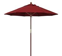 Large Outside Beach Patio Parasol, 9ft/2.7m UV Protected Shade Canopy with Wood Pole 8 Ribs, Pool/Deck/Yard/Lawn Market Table Umbrella