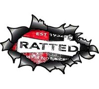 Large OVAL RIPPED OPEN TORN CARBON FIBER FIBRE Effect Design With Distressed Ratted Ratlook Motif Vinyl Car Sticker 200x120mm