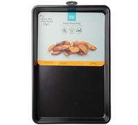 Large Oven Tray with Rolled Edges - Non-Stick Heavy Gauge 0.8mm Carbon Steel, LFGB Certified & 20 Year Guarantee. Perfect for Baking & Roasting. Easy to Clean, Durable & Safe. Black Colour