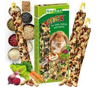 Large Pack with Three Seed Sticks Hamster and Rabbits Food CAROB BEANS/PEANUTS/CARROTS/BEETROOTS Nibbling Treats Rodents Chinchilla Guinea Pig Rat Mouse Gerbil Animal Pet 3in1 Degu Chew Snacks