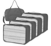 Large Packing Cubes with Duffle Bag, 5 PCS Travel Essentials include 4 Same Size Packing Cubes for Suitcases and 1 PCS 20L Ryanair Cabin Bag 40x20x25 (4PCS Large Grey+20L Cabin Bag)
