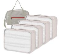 Large Packing Cubes with Duffle Bag, 5 PCS Travel Essentials include 4 Same Size Packing Cubes for Suitcases and 1 PCS 20L Ryanair Cabin Bag 40x20x25 (4PCS Large Beige+20L Cabin Bag)
