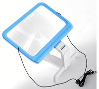 Large Page illuminated Magnifying Glass with 48 Led Lights for Reading Hobbies, Hands Free Neck Magnifier with Stand, 2.5X Handheld Magnifier Folding for Craft Close Work Elderly Visually Impaired