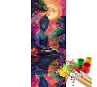 Large Paint by Numbers Buddha Zen (50x100cm/20x40 Inch), Colour in Canvas Paint by Numbers for Adults Beginners, Acrylic Oil DIY Adult Painting by Numbers Crafts for Home Wall Decoer [Frameless]-YH540