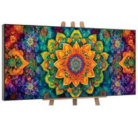 Large Paint by Numbers Colorful Mandala 25x50cm/10x20in, Colour in Canvas Paint by Numbers for Adults, Acrylic Oil DIY Beginners Painting by Numbers Crafts Kits for Home Wall Decoer, [Frameless] G-43