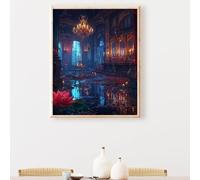 Large Paint by Numbers Flower Architecture 16x20 Inch, Colour in Canvas Paint by Numbers for Adults, Acrylic Oil DIY Beginners Painting by Nembers Crafts Kits for Home Wall Decoer PjY4773 7-2