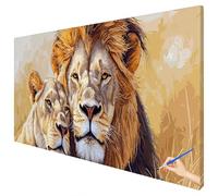 Large Paint by Numbers for Adults 100x40cm Lion Paint by Numbers Kits for Children Beginner Hobbies for Adults Women DIY Animals Acrylic Oil Paintings Kit Without Frame Gifts for Women Room Decor N-75