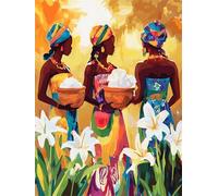 Large Paint by Numbers for Adults African Woman Paint by Numbers Kits lily Paint by Numbers for Adults Beginner, DIY Painting with Paint Brushes and Acrylic Pigment, Hobbies for Adults Crafts 45x60cm