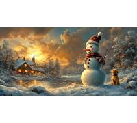Large Paint by Numbers for Adults Dog, DIY Canvas Oil Painting for Adults and Beginners, Snow Scene Painting by Numbers with Acrylic Pigment and Brush for Room Decor Gifts 16x32in Without Frame F1-432