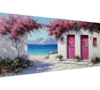 Large Paint by Numbers for Adults Flower Paint by Numbers Kits Architecture DIY Colorful Oil Paintings Arts with Accessories, Hobbies for Adults Women for Home Wall Decor (with Frame) 12x24 in E-A820
